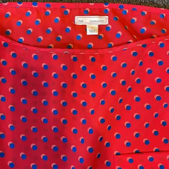 Gap red blue polka dots long sleeves blouse size S - Picture 3 of 6